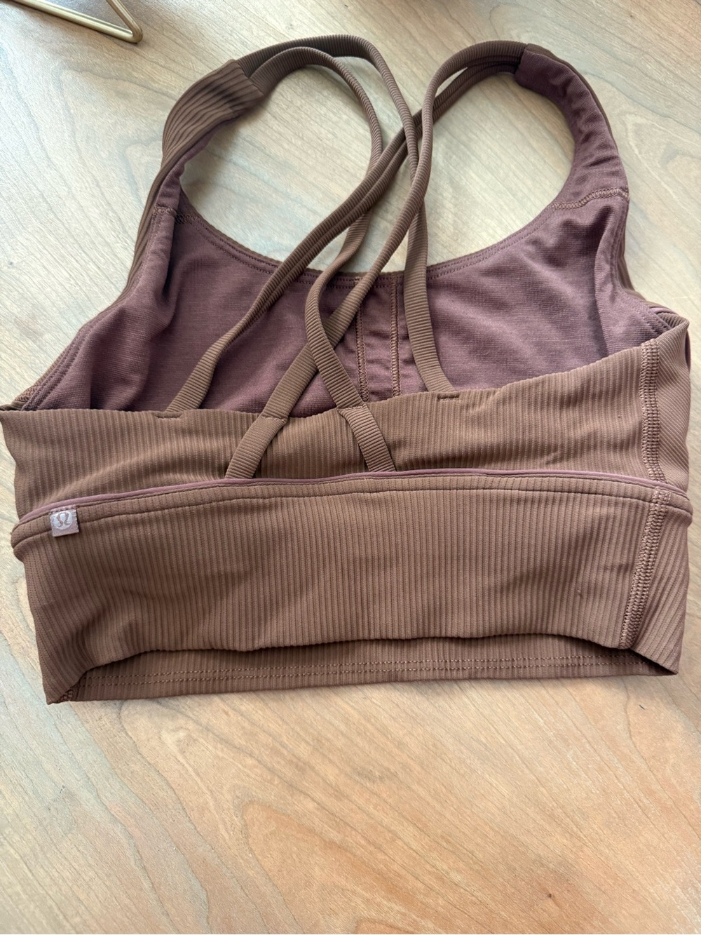 lululemon athletica Ribbed Chocolate Brown Strappy Sports Bra